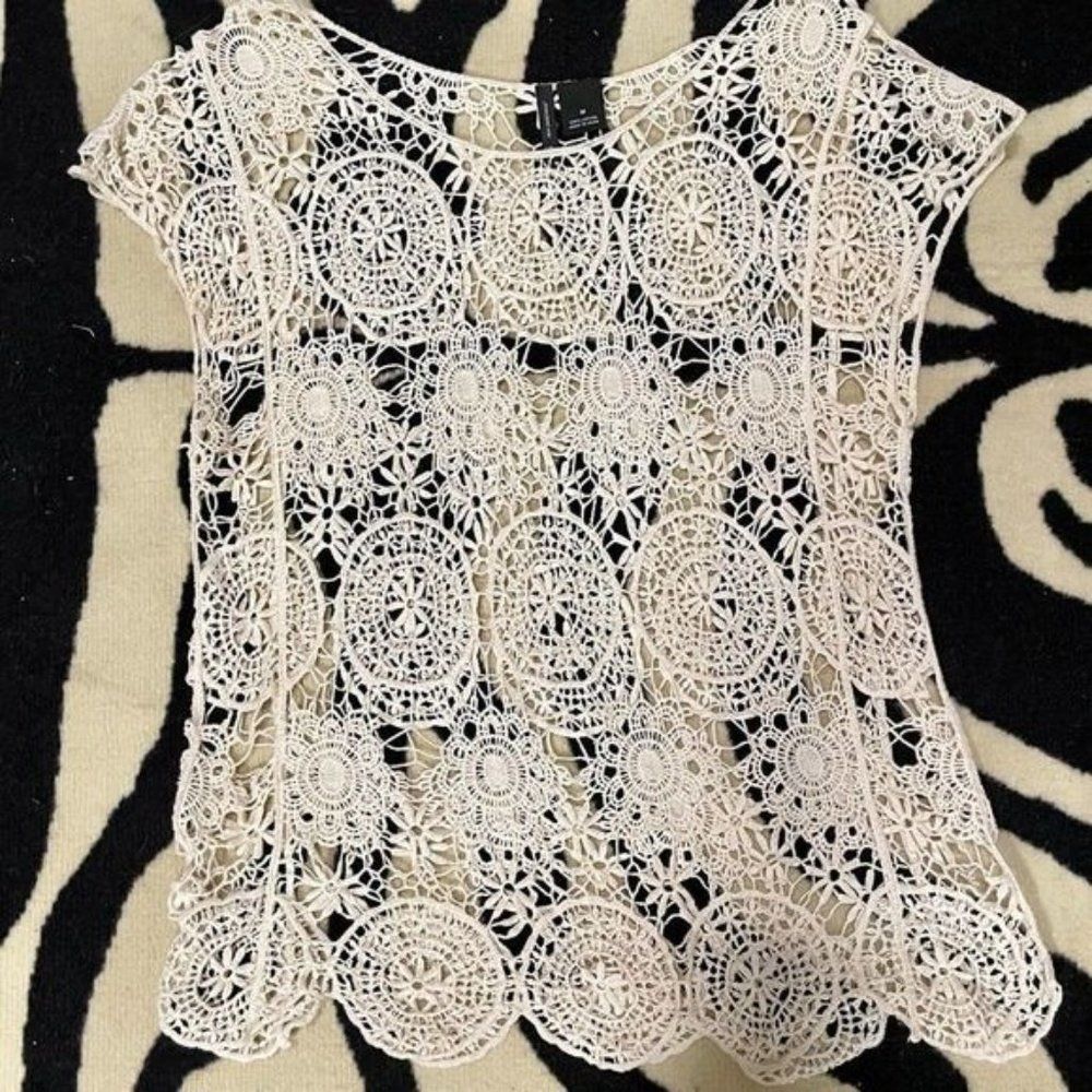New Directions 100% cotton floral lace top or beach cover size M EUC - Picture 5 of 10